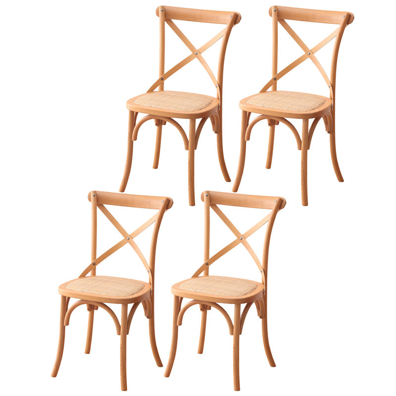 Contemporary Wood Kitchen Dining Side Chair Cross Back Side Chair Natural 4 Piece Set Clearhalo 'Dining Chairs' 'Dining Tables & Seating' 'dining_chair' 'furn' 'furn_dining_chair' 'Furniture' 'Kitchen & Dining Furniture' 6634282