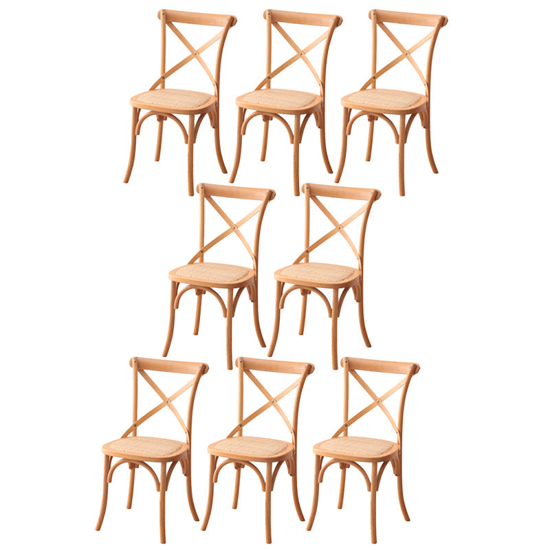 Contemporary Wood Kitchen Dining Side Chair Cross Back Side Chair Natural 8 Piece Set Clearhalo 'Dining Chairs' 'Dining Tables & Seating' 'dining_chair' 'furn' 'furn_dining_chair' 'Furniture' 'Kitchen & Dining Furniture' 6634286