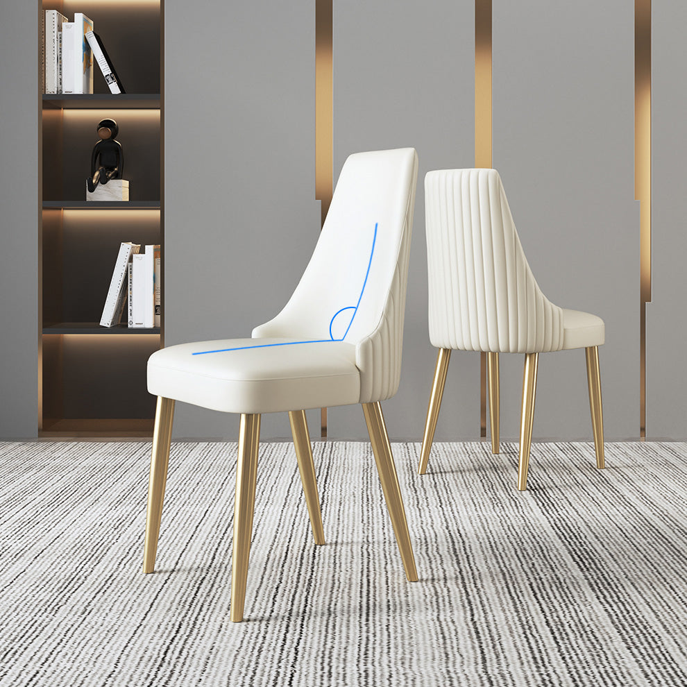 Upholstered Armless Dining Chairs Glam Metal Kitchen Dining Side Chair