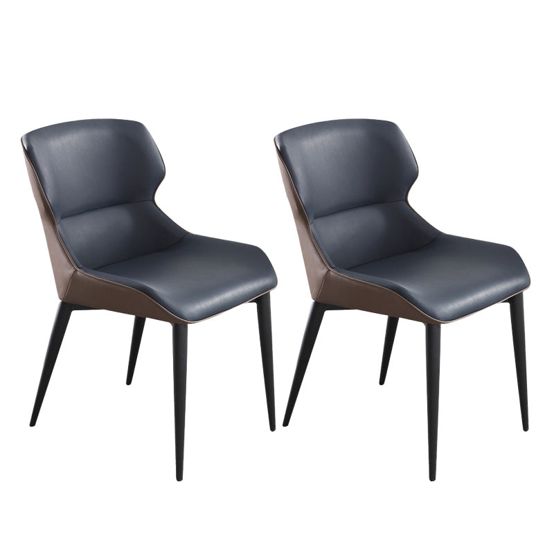 Upholstered Armless Dining Chair Modern Indoor-Outdoor Chair Dark Blue 2 Piece Set Clearhalo 'Dining Chairs' 'Dining Tables & Seating' 'dining_chair' 'furn' 'furn_dining_chair' 'Furniture' 'Kitchen & Dining Furniture' 6634410