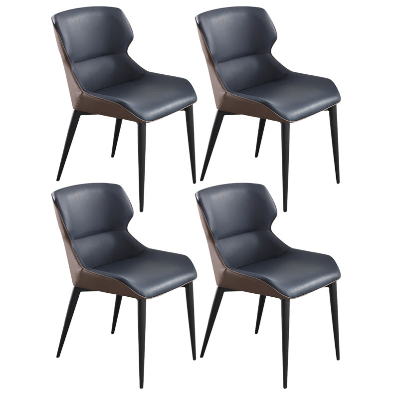 Upholstered Armless Dining Chair Modern Indoor-Outdoor Chair Dark Blue 4 Piece Set Clearhalo 'Dining Chairs' 'Dining Tables & Seating' 'dining_chair' 'furn' 'furn_dining_chair' 'Furniture' 'Kitchen & Dining Furniture' 6634413
