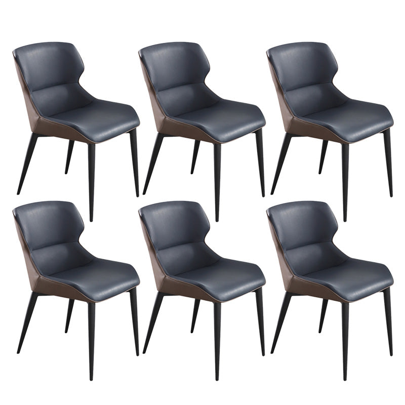 Upholstered Armless Dining Chair Modern Indoor-Outdoor Chair Dark Blue 6 Piece Set Clearhalo 'Dining Chairs' 'Dining Tables & Seating' 'dining_chair' 'furn' 'furn_dining_chair' 'Furniture' 'Kitchen & Dining Furniture' 6634414