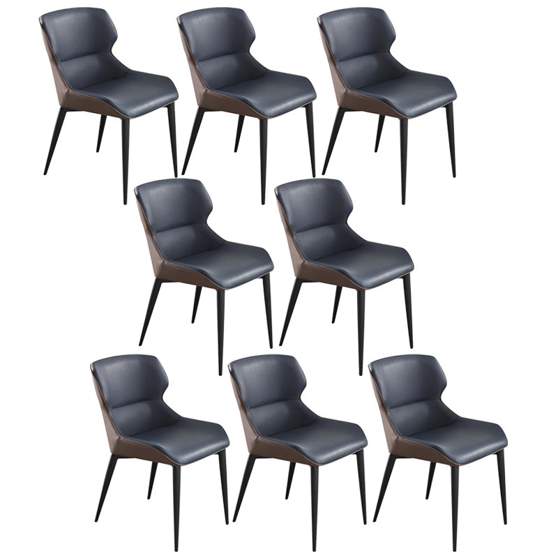 Upholstered Armless Dining Chair Modern Indoor-Outdoor Chair Dark Blue 8 Piece Set Clearhalo 'Dining Chairs' 'Dining Tables & Seating' 'dining_chair' 'furn' 'furn_dining_chair' 'Furniture' 'Kitchen & Dining Furniture' 6634416