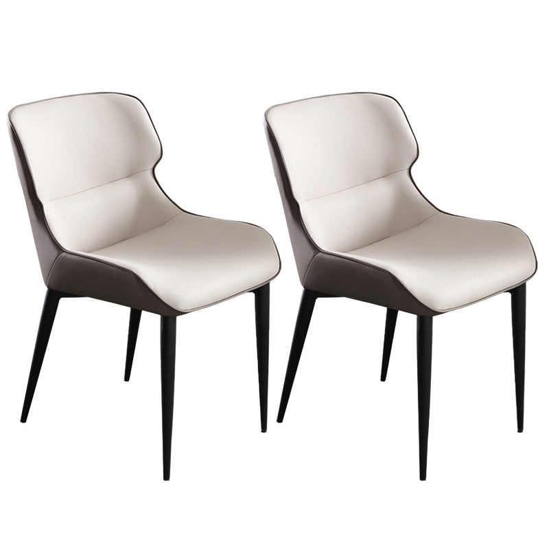 Upholstered Armless Dining Chair Modern Indoor-Outdoor Chair Cream Gray 2 Piece Set Clearhalo 'Dining Chairs' 'Dining Tables & Seating' 'dining_chair' 'furn' 'furn_dining_chair' 'Furniture' 'Kitchen & Dining Furniture' 6634419