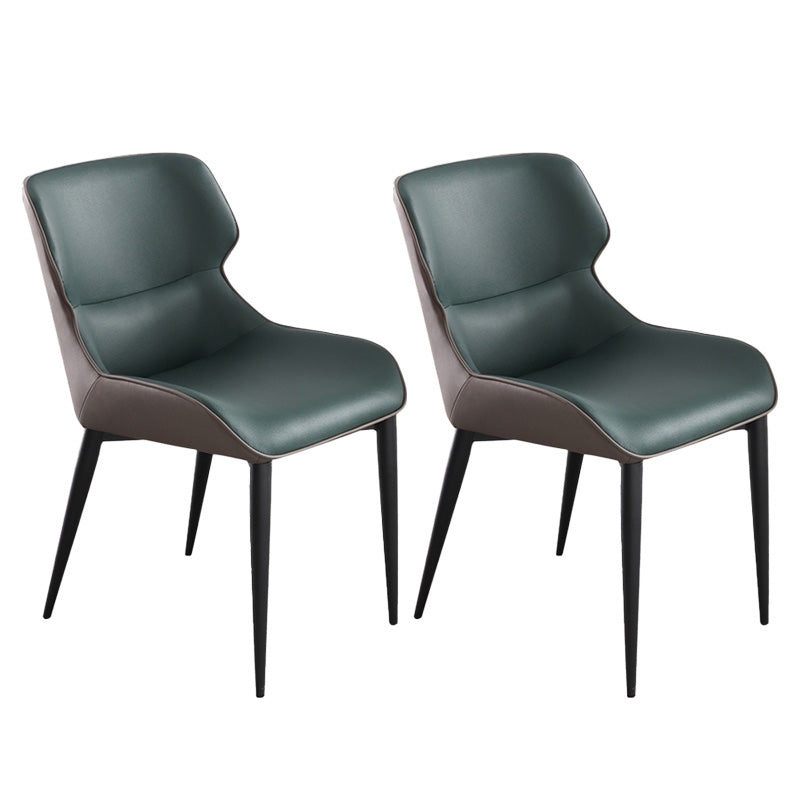 Upholstered Armless Dining Chair Modern Indoor-Outdoor Chair Blackish Green 2 Piece Set Clearhalo 'Dining Chairs' 'Dining Tables & Seating' 'dining_chair' 'furn' 'furn_dining_chair' 'Furniture' 'Kitchen & Dining Furniture' 6634429