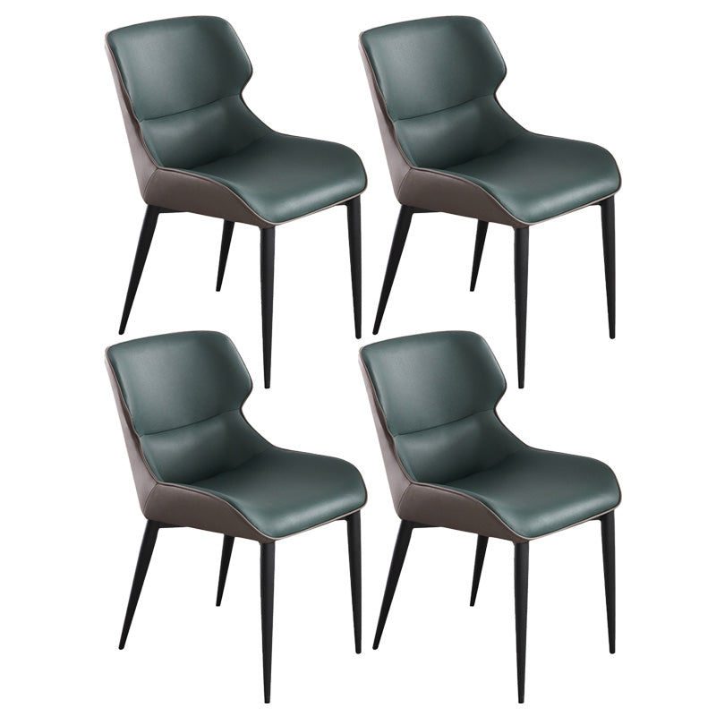 Upholstered Armless Dining Chair Modern Indoor-Outdoor Chair Blackish Green 4 Piece Set Clearhalo 'Dining Chairs' 'Dining Tables & Seating' 'dining_chair' 'furn' 'furn_dining_chair' 'Furniture' 'Kitchen & Dining Furniture' 6634431