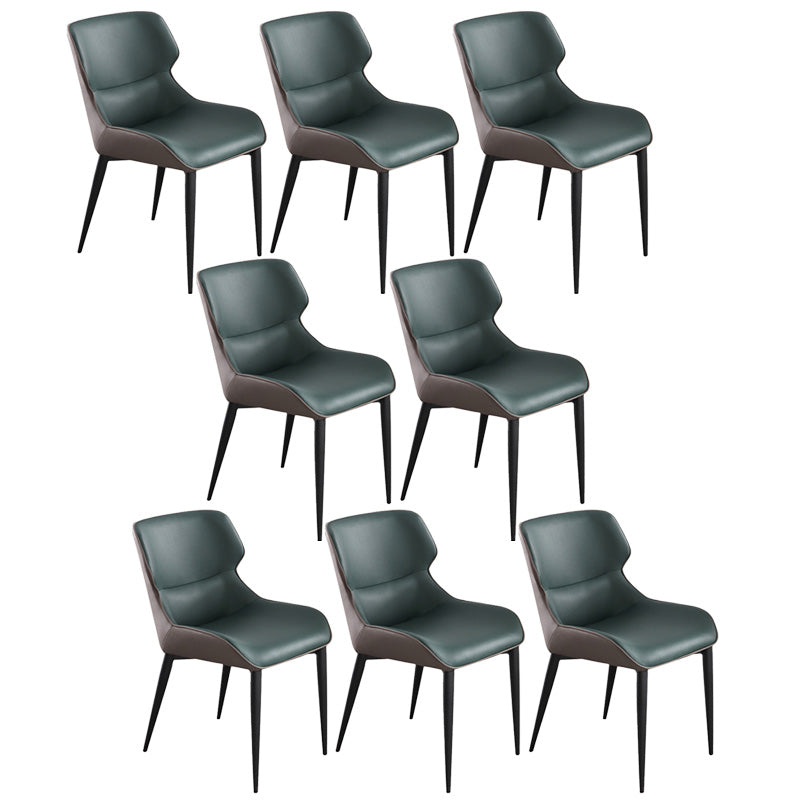 Upholstered Armless Dining Chair Modern Indoor-Outdoor Chair Blackish Green 8 Piece Set Clearhalo 'Dining Chairs' 'Dining Tables & Seating' 'dining_chair' 'furn' 'furn_dining_chair' 'Furniture' 'Kitchen & Dining Furniture' 6634434