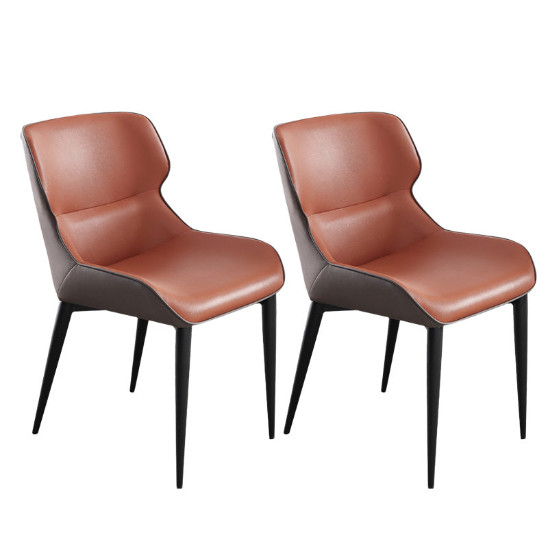 Upholstered Armless Dining Chair Modern Indoor-Outdoor Chair Orange 2 Piece Set Clearhalo 'Dining Chairs' 'Dining Tables & Seating' 'dining_chair' 'furn' 'furn_dining_chair' 'Furniture' 'Kitchen & Dining Furniture' 6634436