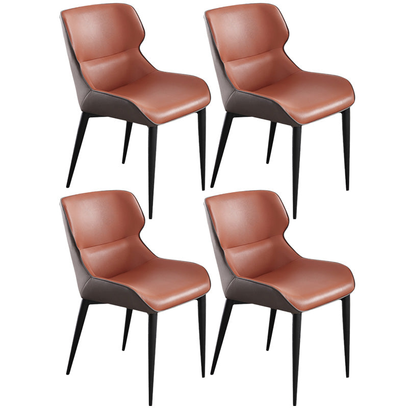 Upholstered Armless Dining Chair Modern Indoor-Outdoor Chair Orange 4 Piece Set Clearhalo 'Dining Chairs' 'Dining Tables & Seating' 'dining_chair' 'furn' 'furn_dining_chair' 'Furniture' 'Kitchen & Dining Furniture' 6634437