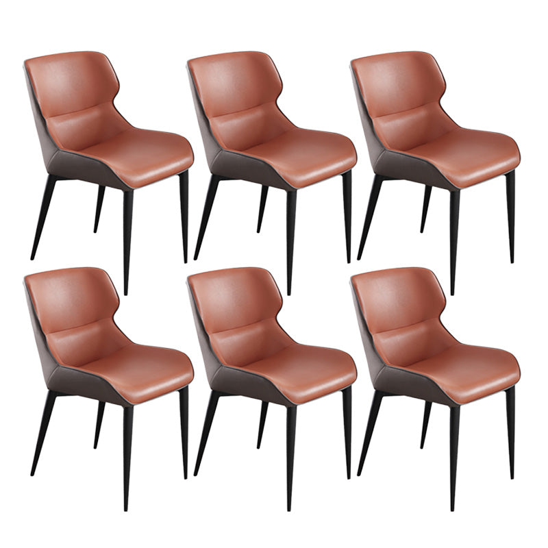 Upholstered Armless Dining Chair Modern Indoor-Outdoor Chair Orange 6 Piece Set Clearhalo 'Dining Chairs' 'Dining Tables & Seating' 'dining_chair' 'furn' 'furn_dining_chair' 'Furniture' 'Kitchen & Dining Furniture' 6634438