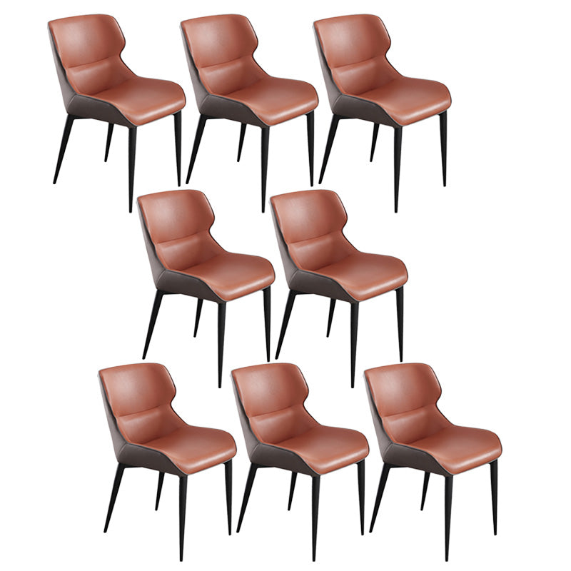 Upholstered Armless Dining Chair Modern Indoor-Outdoor Chair Orange 8 Piece Set Clearhalo 'Dining Chairs' 'Dining Tables & Seating' 'dining_chair' 'furn' 'furn_dining_chair' 'Furniture' 'Kitchen & Dining Furniture' 6634439