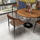 Industrial Metal Kitchen Dining Side Chair Faux Leather Side Chair