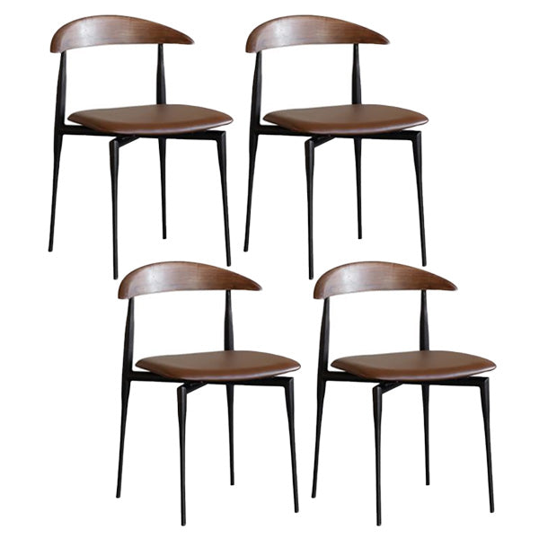 Industrial Metal Kitchen Dining Side Chair Faux Leather Side Chair