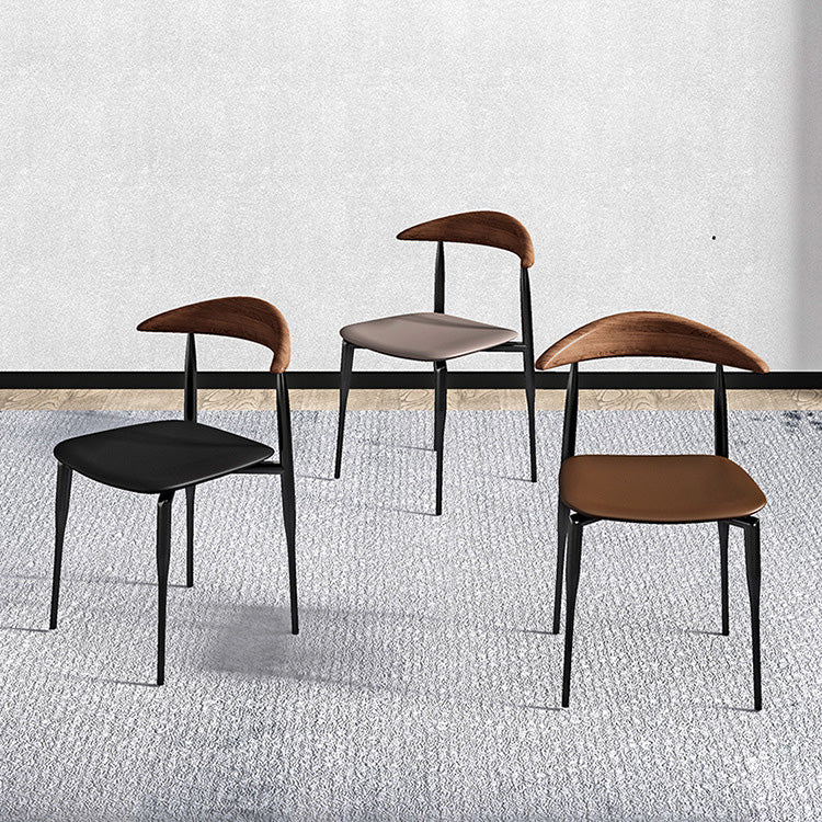 Industrial Metal Kitchen Dining Side Chair Faux Leather Side Chair