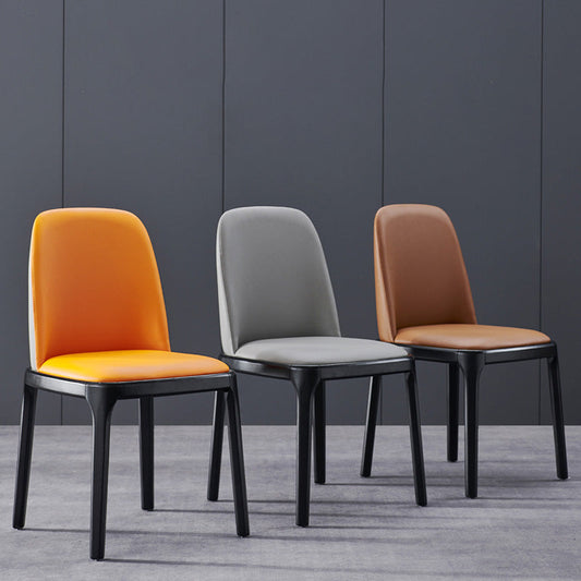 Industrial Armless Dining Chairs Solid Wood Legs Upholstered Side Chair