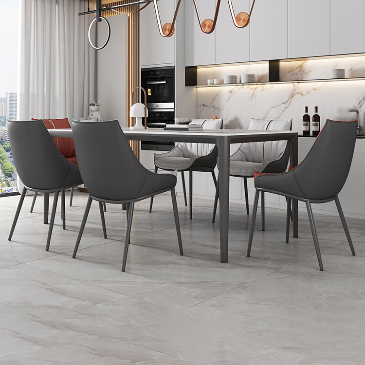 Parsons Faux Leather Side Chair Upholstered Armless Dining Chairs