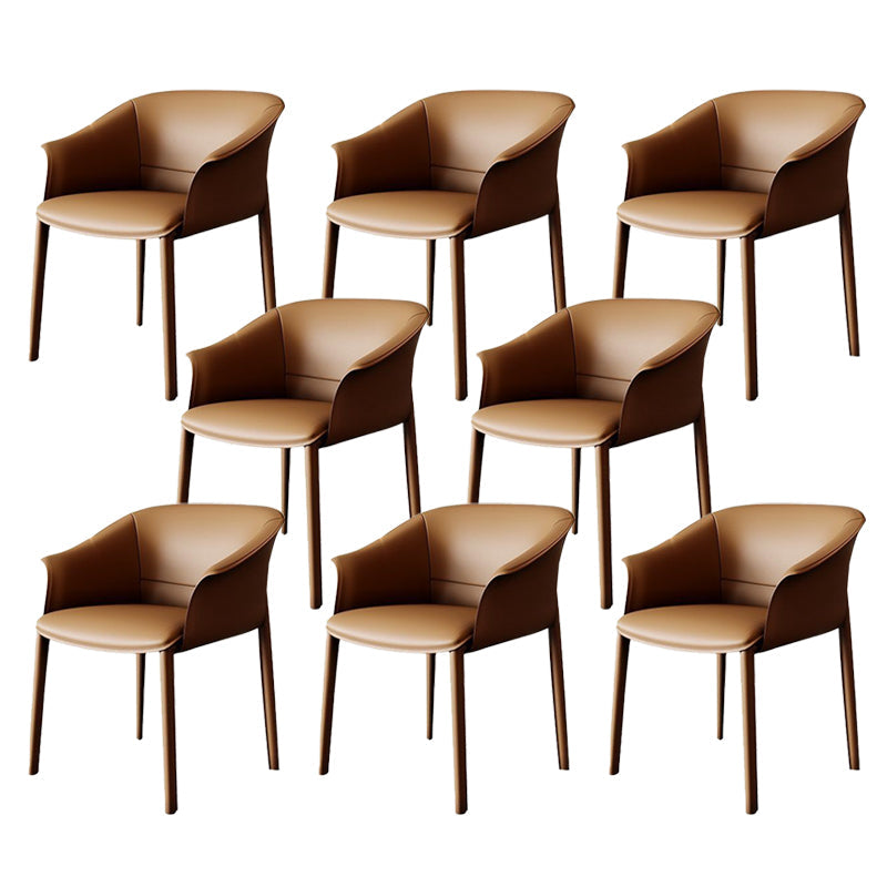 Contemporary Kitchen Dining Chair Metal Legs Upholstered Arm Chair Brown 8 Piece Set Clearhalo 'Dining Chairs' 'Dining Tables & Seating' 'dining_chair' 'furn' 'furn_dining_chair' 'Furniture' 'Kitchen & Dining Furniture' 6634726