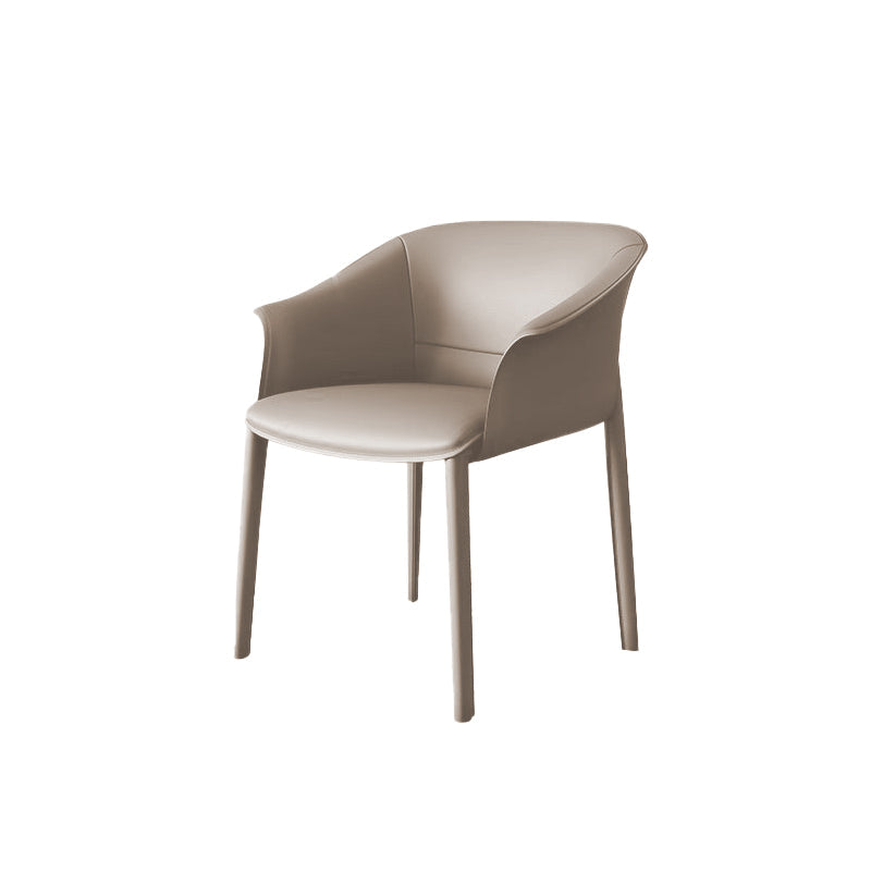Contemporary Kitchen Dining Chair Metal Legs Upholstered Arm Chair Cream Gray 1 Piece Clearhalo 'Dining Chairs' 'Dining Tables & Seating' 'dining_chair' 'furn' 'furn_dining_chair' 'Furniture' 'Kitchen & Dining Furniture' 6634729