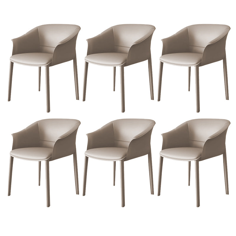 Contemporary Kitchen Dining Chair Metal Legs Upholstered Arm Chair Cream Gray 6 Piece Set Clearhalo 'Dining Chairs' 'Dining Tables & Seating' 'dining_chair' 'furn' 'furn_dining_chair' 'Furniture' 'Kitchen & Dining Furniture' 6634734