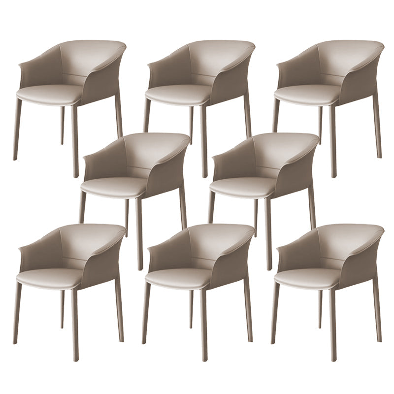 Contemporary Kitchen Dining Chair Metal Legs Upholstered Arm Chair Cream Gray 8 Piece Set Clearhalo 'Dining Chairs' 'Dining Tables & Seating' 'dining_chair' 'furn' 'furn_dining_chair' 'Furniture' 'Kitchen & Dining Furniture' 6634736