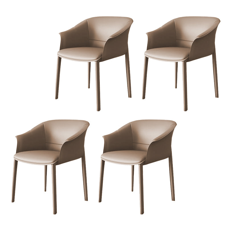 Contemporary Kitchen Dining Chair Metal Legs Upholstered Arm Chair Light Gray 4 Piece Set Clearhalo 'Dining Chairs' 'Dining Tables & Seating' 'dining_chair' 'furn' 'furn_dining_chair' 'Furniture' 'Kitchen & Dining Furniture' 6634742