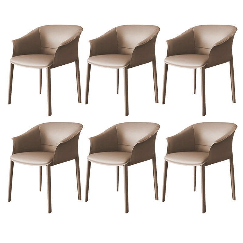 Contemporary Kitchen Dining Chair Metal Legs Upholstered Arm Chair Light Gray 6 Piece Set Clearhalo 'Dining Chairs' 'Dining Tables & Seating' 'dining_chair' 'furn' 'furn_dining_chair' 'Furniture' 'Kitchen & Dining Furniture' 6634743