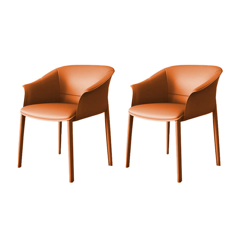 Contemporary Kitchen Dining Chair Metal Legs Upholstered Arm Chair Orange 2 Piece Set Clearhalo 'Dining Chairs' 'Dining Tables & Seating' 'dining_chair' 'furn' 'furn_dining_chair' 'Furniture' 'Kitchen & Dining Furniture' 6634745