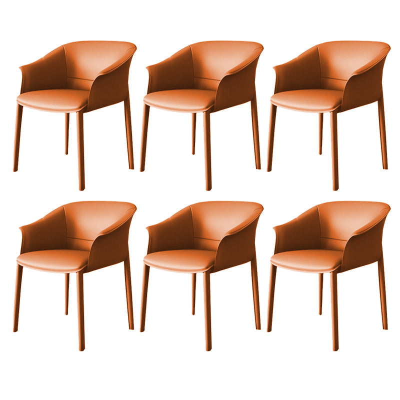 Contemporary Kitchen Dining Chair Metal Legs Upholstered Arm Chair Orange 6 Piece Set Clearhalo 'Dining Chairs' 'Dining Tables & Seating' 'dining_chair' 'furn' 'furn_dining_chair' 'Furniture' 'Kitchen & Dining Furniture' 6634747