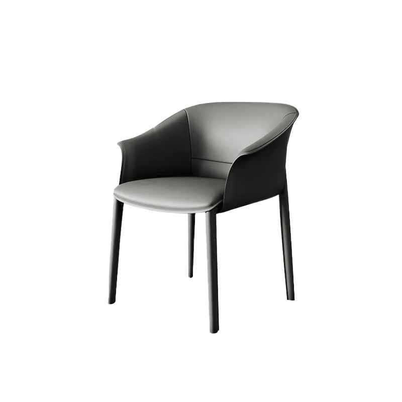 Contemporary Kitchen Dining Chair Metal Legs Upholstered Arm Chair Dark Gray 1 Piece Clearhalo 'Dining Chairs' 'Dining Tables & Seating' 'dining_chair' 'furn' 'furn_dining_chair' 'Furniture' 'Kitchen & Dining Furniture' 6634754
