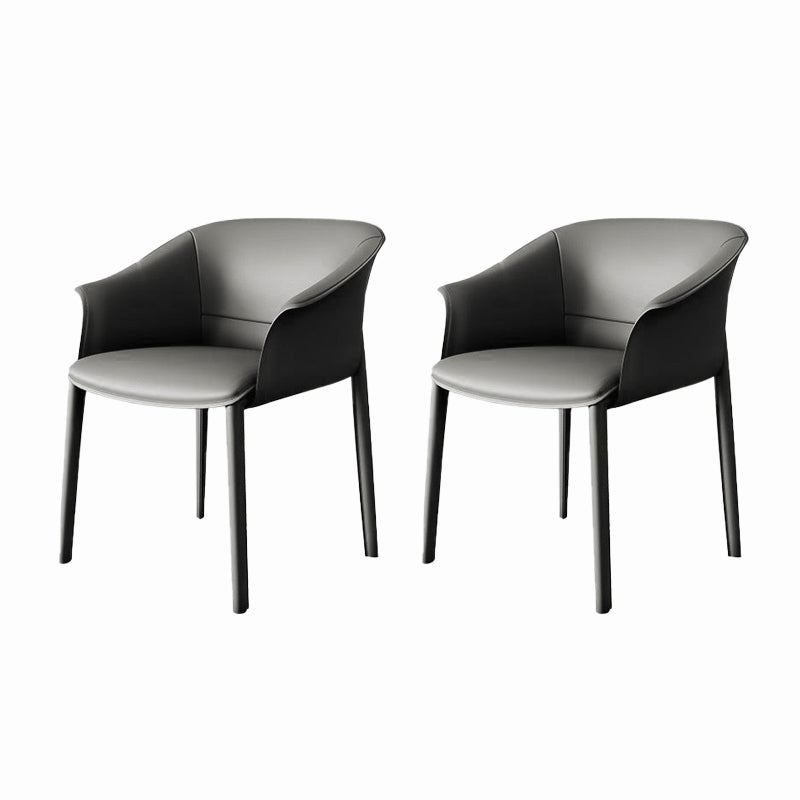 Contemporary Kitchen Dining Chair Metal Legs Upholstered Arm Chair Dark Gray 2 Piece Set Clearhalo 'Dining Chairs' 'Dining Tables & Seating' 'dining_chair' 'furn' 'furn_dining_chair' 'Furniture' 'Kitchen & Dining Furniture' 6634755