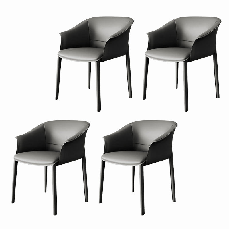 Contemporary Kitchen Dining Chair Metal Legs Upholstered Arm Chair Dark Gray 4 Piece Set Clearhalo 'Dining Chairs' 'Dining Tables & Seating' 'dining_chair' 'furn' 'furn_dining_chair' 'Furniture' 'Kitchen & Dining Furniture' 6634756