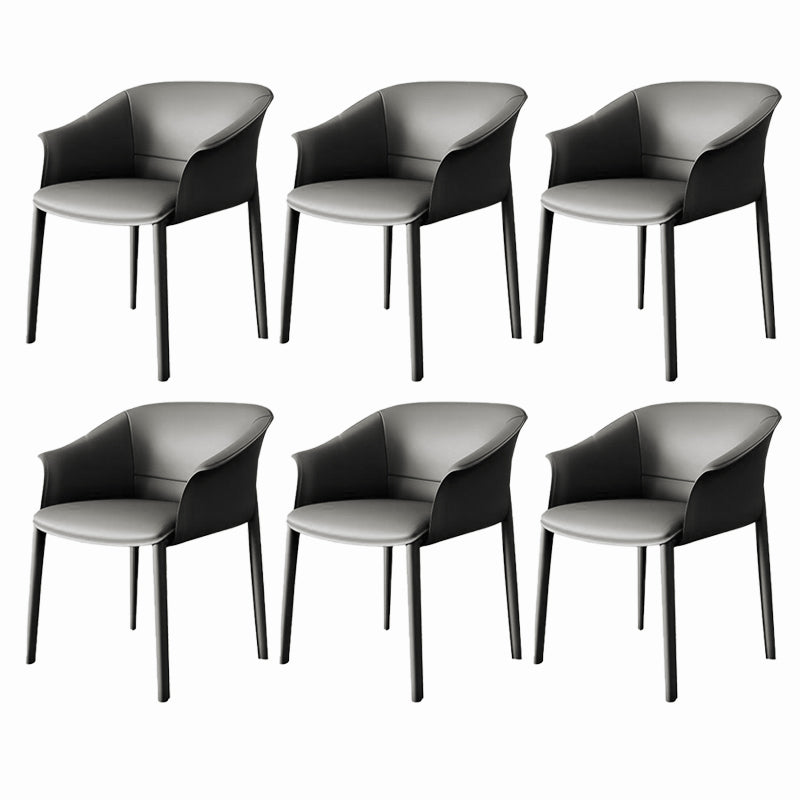 Contemporary Kitchen Dining Chair Metal Legs Upholstered Arm Chair Dark Gray 6 Piece Set Clearhalo 'Dining Chairs' 'Dining Tables & Seating' 'dining_chair' 'furn' 'furn_dining_chair' 'Furniture' 'Kitchen & Dining Furniture' 6634757