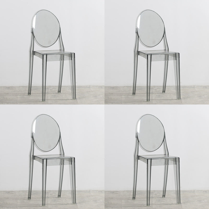 Indoor Plastic Dining Armless Chair King Louis Back Side Chair