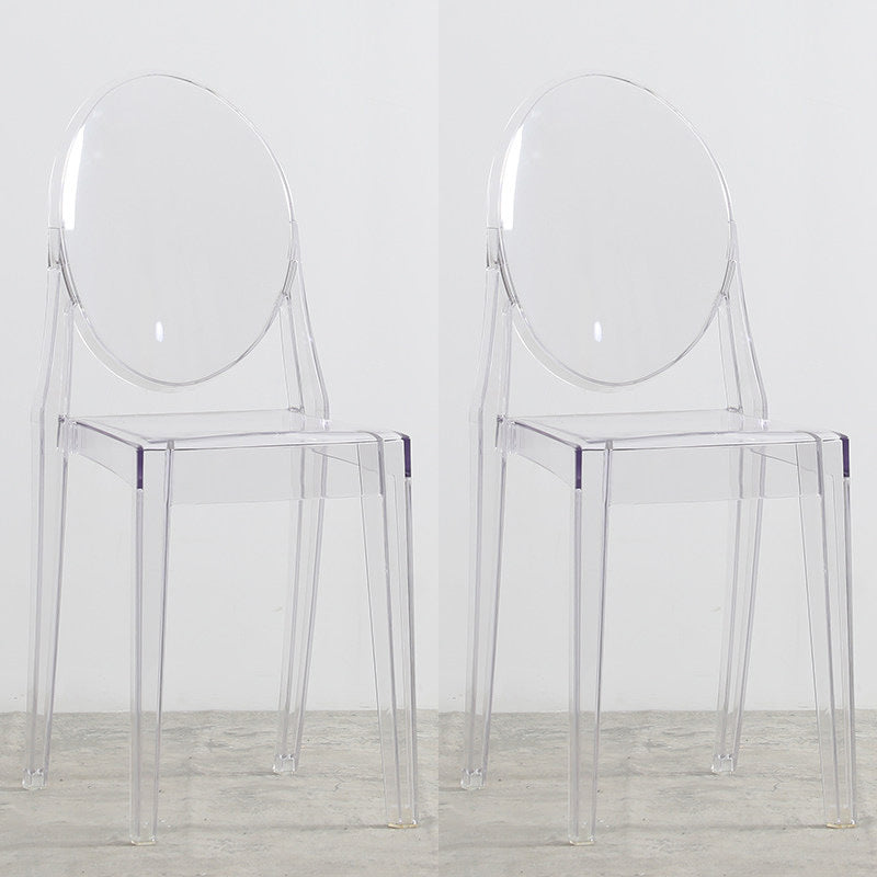 Indoor Plastic Dining Armless Chair King Louis Back Side Chair