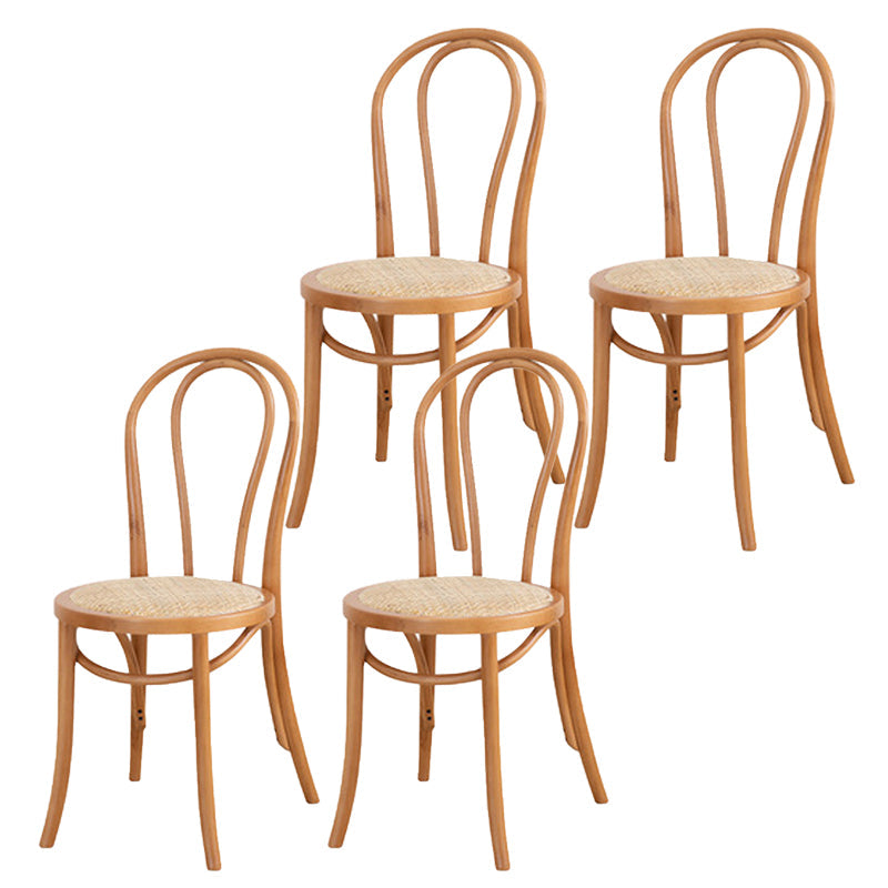 Armless Kitchen Dining Side Chair Wood Windsor Dining Side Chair Brown Rattan 4 Piece Set Clearhalo 'Dining Chairs' 'Dining Tables & Seating' 'dining_chair' 'furn' 'furn_dining_chair' 'Furniture' 'Kitchen & Dining Furniture' 6634835
