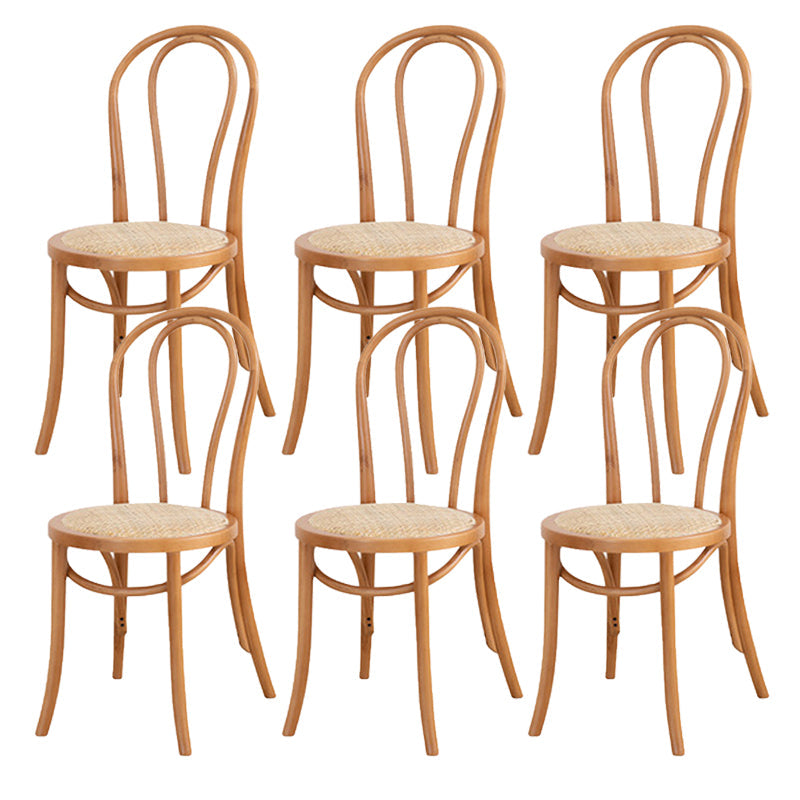 Armless Kitchen Dining Side Chair Wood Windsor Dining Side Chair Brown Rattan 6 Piece Set Clearhalo 'Dining Chairs' 'Dining Tables & Seating' 'dining_chair' 'furn' 'furn_dining_chair' 'Furniture' 'Kitchen & Dining Furniture' 6634836