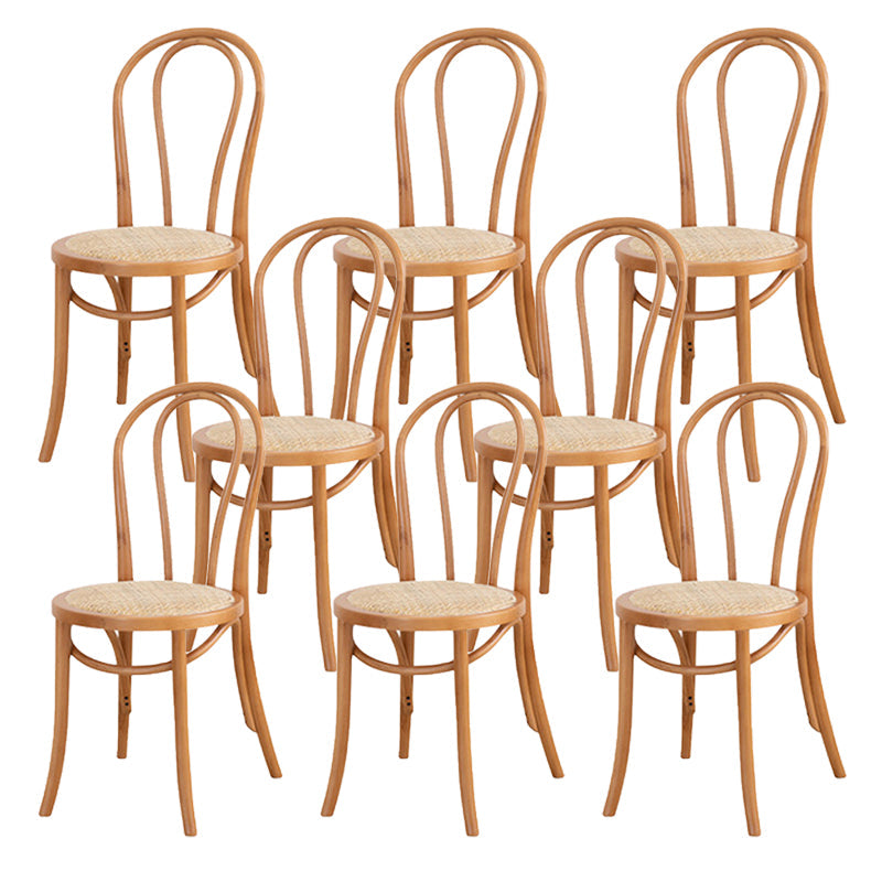Armless Kitchen Dining Side Chair Wood Windsor Dining Side Chair Brown Rattan 8 Piece Set Clearhalo 'Dining Chairs' 'Dining Tables & Seating' 'dining_chair' 'furn' 'furn_dining_chair' 'Furniture' 'Kitchen & Dining Furniture' 6634837