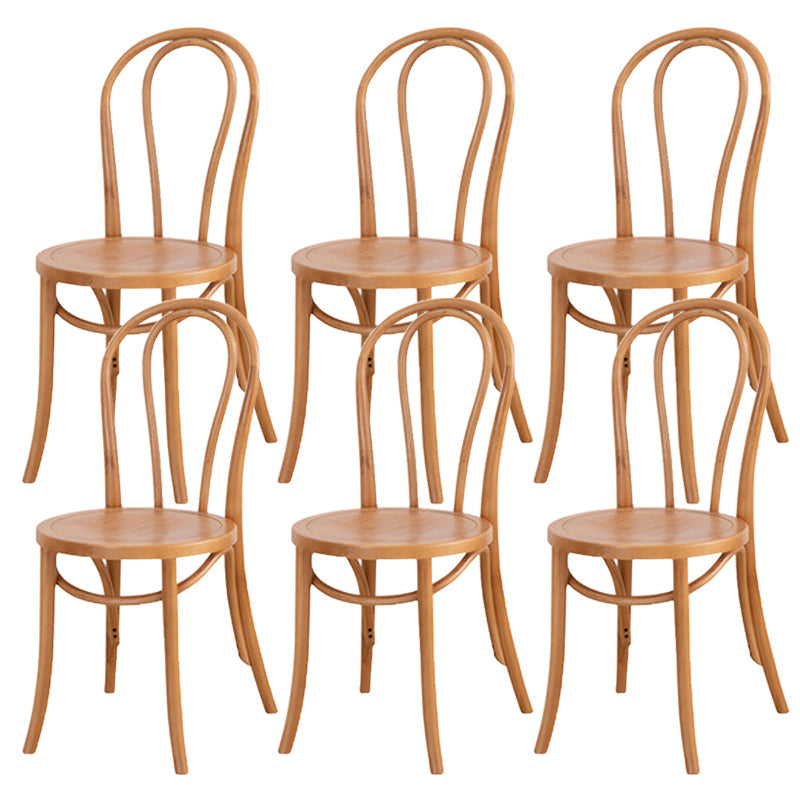 Armless Kitchen Dining Side Chair Wood Windsor Dining Side Chair Brown Wood 6 Piece Set Clearhalo 'Dining Chairs' 'Dining Tables & Seating' 'dining_chair' 'furn' 'furn_dining_chair' 'Furniture' 'Kitchen & Dining Furniture' 6634840