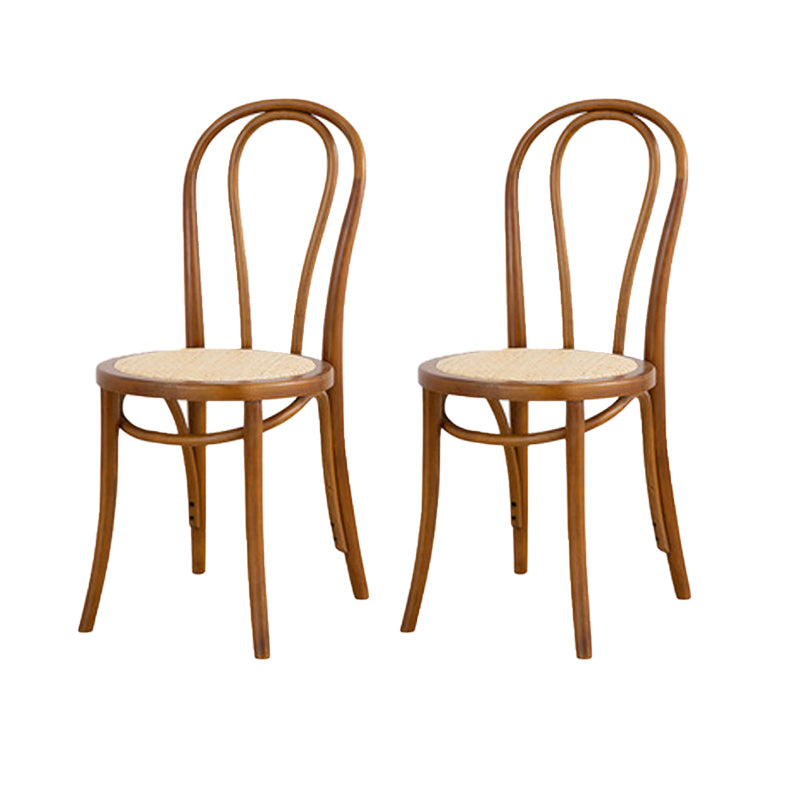 Armless Kitchen Dining Side Chair Wood Windsor Dining Side Chair Walnut Rattan 2 Piece Set Clearhalo 'Dining Chairs' 'Dining Tables & Seating' 'dining_chair' 'furn' 'furn_dining_chair' 'Furniture' 'Kitchen & Dining Furniture' 6634842