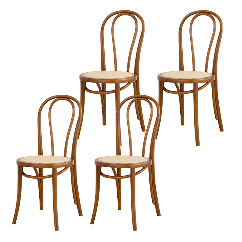 Armless Kitchen Dining Side Chair Wood Windsor Dining Side Chair Walnut Rattan 4 Piece Set Clearhalo 'Dining Chairs' 'Dining Tables & Seating' 'dining_chair' 'furn' 'furn_dining_chair' 'Furniture' 'Kitchen & Dining Furniture' 6634843