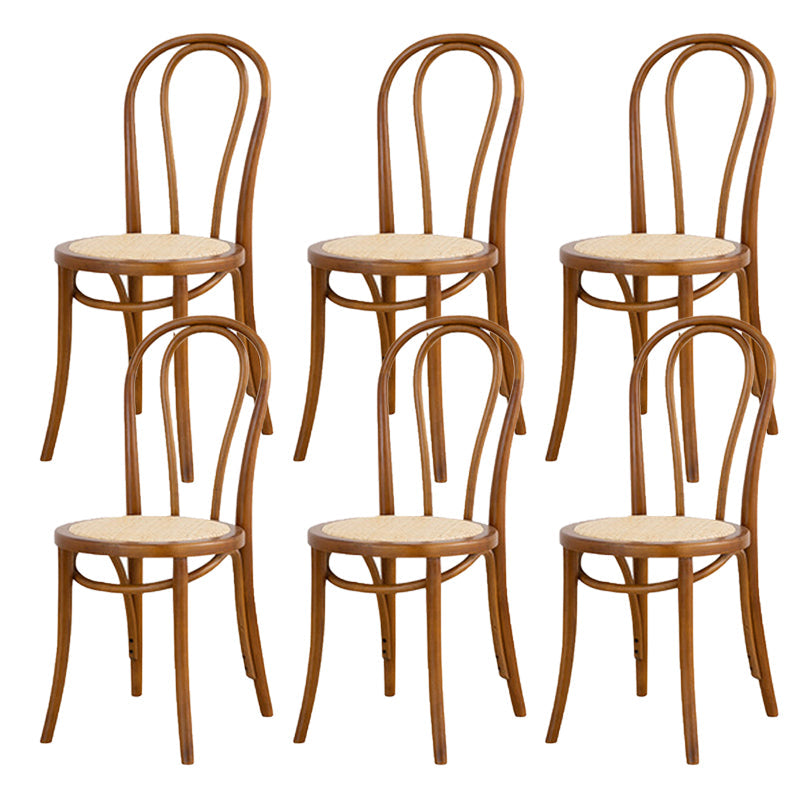 Armless Kitchen Dining Side Chair Wood Windsor Dining Side Chair Walnut Rattan 6 Piece Set Clearhalo 'Dining Chairs' 'Dining Tables & Seating' 'dining_chair' 'furn' 'furn_dining_chair' 'Furniture' 'Kitchen & Dining Furniture' 6634844