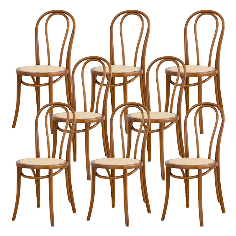 Armless Kitchen Dining Side Chair Wood Windsor Dining Side Chair Walnut Rattan 8 Piece Set Clearhalo 'Dining Chairs' 'Dining Tables & Seating' 'dining_chair' 'furn' 'furn_dining_chair' 'Furniture' 'Kitchen & Dining Furniture' 6634845
