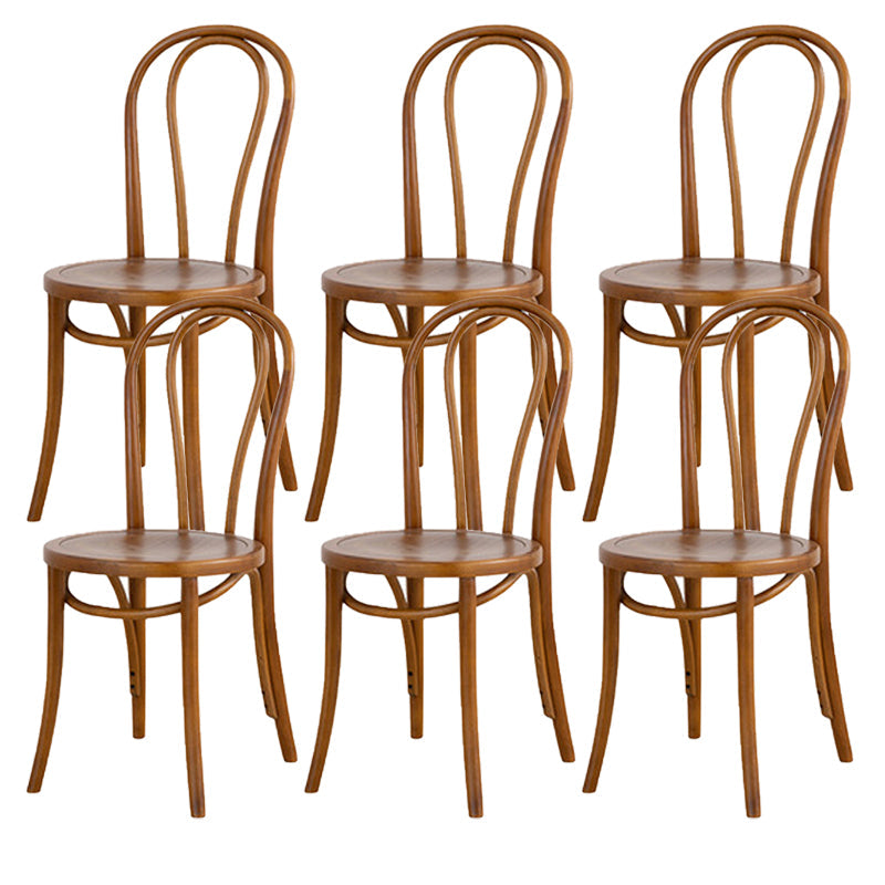 Armless Kitchen Dining Side Chair Wood Windsor Dining Side Chair Walnut Wood 6 Piece Set Clearhalo 'Dining Chairs' 'Dining Tables & Seating' 'dining_chair' 'furn' 'furn_dining_chair' 'Furniture' 'Kitchen & Dining Furniture' 6634848
