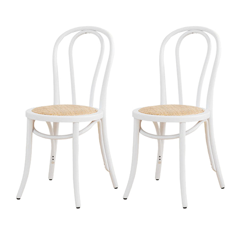 Armless Kitchen Dining Side Chair Wood Windsor Dining Side Chair White Rattan 2 Piece Set Clearhalo 'Dining Chairs' 'Dining Tables & Seating' 'dining_chair' 'furn' 'furn_dining_chair' 'Furniture' 'Kitchen & Dining Furniture' 6634850