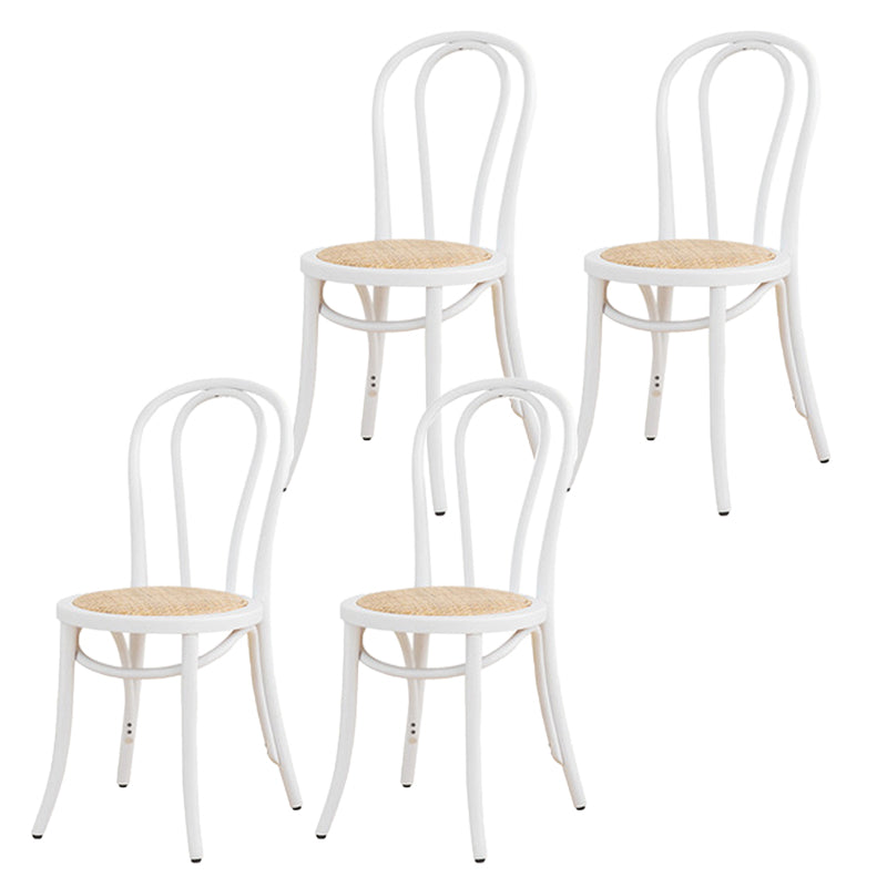 Armless Kitchen Dining Side Chair Wood Windsor Dining Side Chair White Rattan 4 Piece Set Clearhalo 'Dining Chairs' 'Dining Tables & Seating' 'dining_chair' 'furn' 'furn_dining_chair' 'Furniture' 'Kitchen & Dining Furniture' 6634851