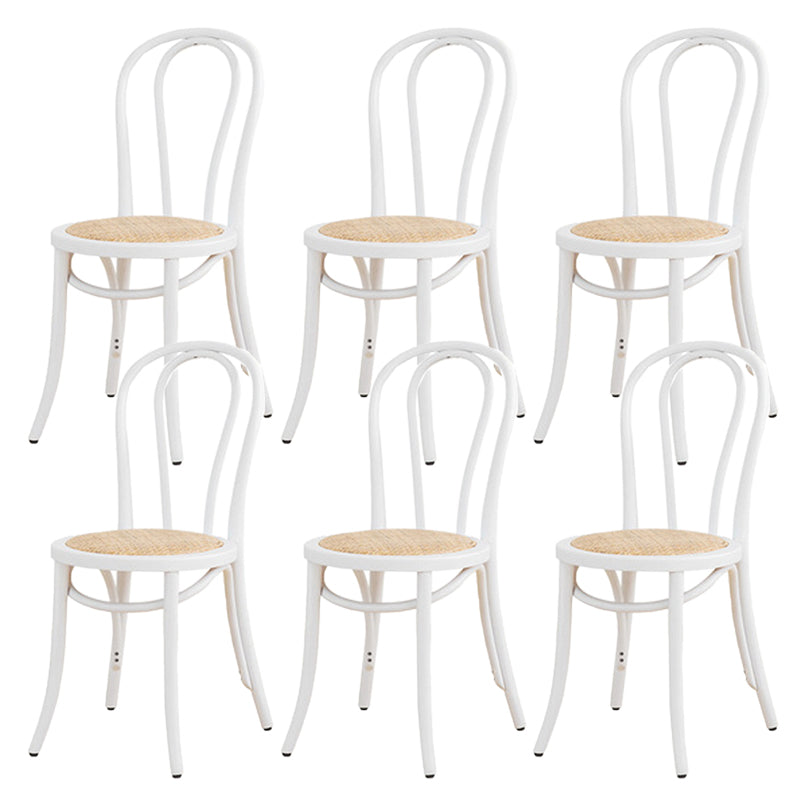 Armless Kitchen Dining Side Chair Wood Windsor Dining Side Chair White Rattan 6 Piece Set Clearhalo 'Dining Chairs' 'Dining Tables & Seating' 'dining_chair' 'furn' 'furn_dining_chair' 'Furniture' 'Kitchen & Dining Furniture' 6634852