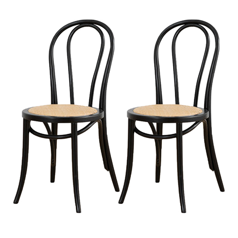 Armless Kitchen Dining Side Chair Wood Windsor Dining Side Chair Black Rattan 2 Piece Set Clearhalo 'Dining Chairs' 'Dining Tables & Seating' 'dining_chair' 'furn' 'furn_dining_chair' 'Furniture' 'Kitchen & Dining Furniture' 6634858