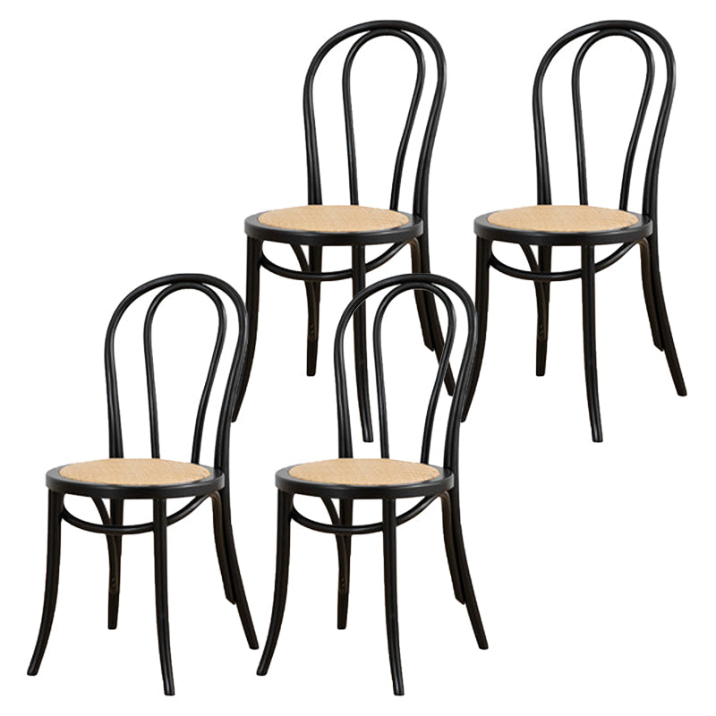 Armless Kitchen Dining Side Chair Wood Windsor Dining Side Chair Black Rattan 4 Piece Set Clearhalo 'Dining Chairs' 'Dining Tables & Seating' 'dining_chair' 'furn' 'furn_dining_chair' 'Furniture' 'Kitchen & Dining Furniture' 6634859