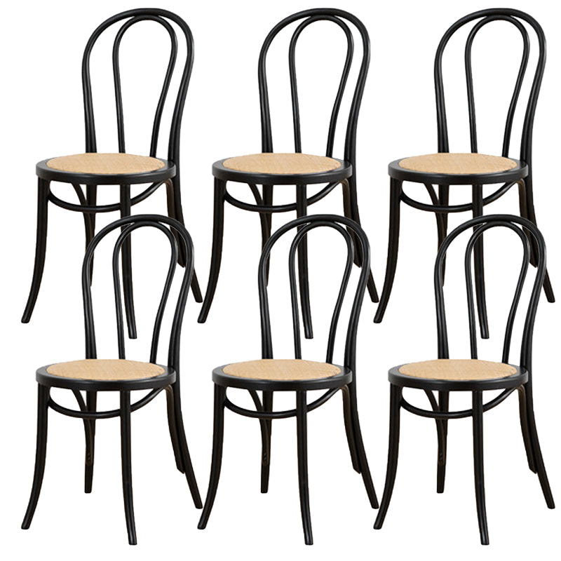 Armless Kitchen Dining Side Chair Wood Windsor Dining Side Chair Black Rattan 6 Piece Set Clearhalo 'Dining Chairs' 'Dining Tables & Seating' 'dining_chair' 'furn' 'furn_dining_chair' 'Furniture' 'Kitchen & Dining Furniture' 6634860