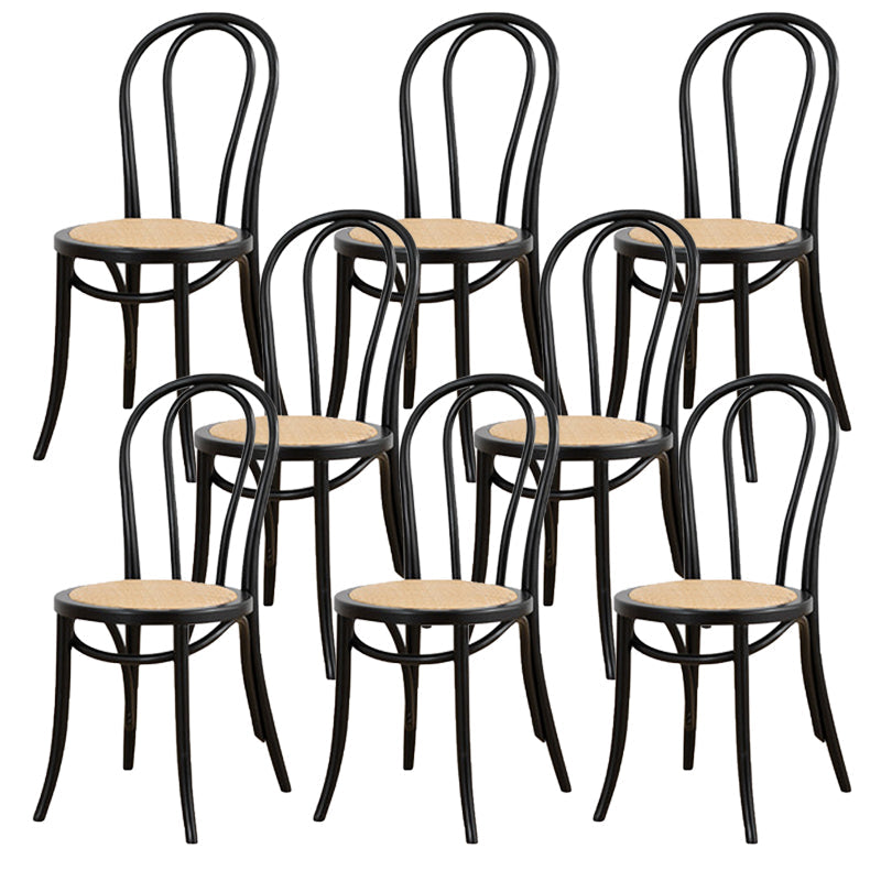 Armless Kitchen Dining Side Chair Wood Windsor Dining Side Chair Black Rattan 8 Piece Set Clearhalo 'Dining Chairs' 'Dining Tables & Seating' 'dining_chair' 'furn' 'furn_dining_chair' 'Furniture' 'Kitchen & Dining Furniture' 6634861